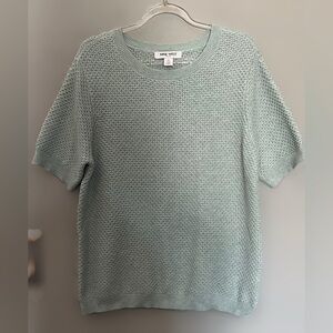 NINE WEST WAFFLE KNIT SHORT SLEEVE SWEATER